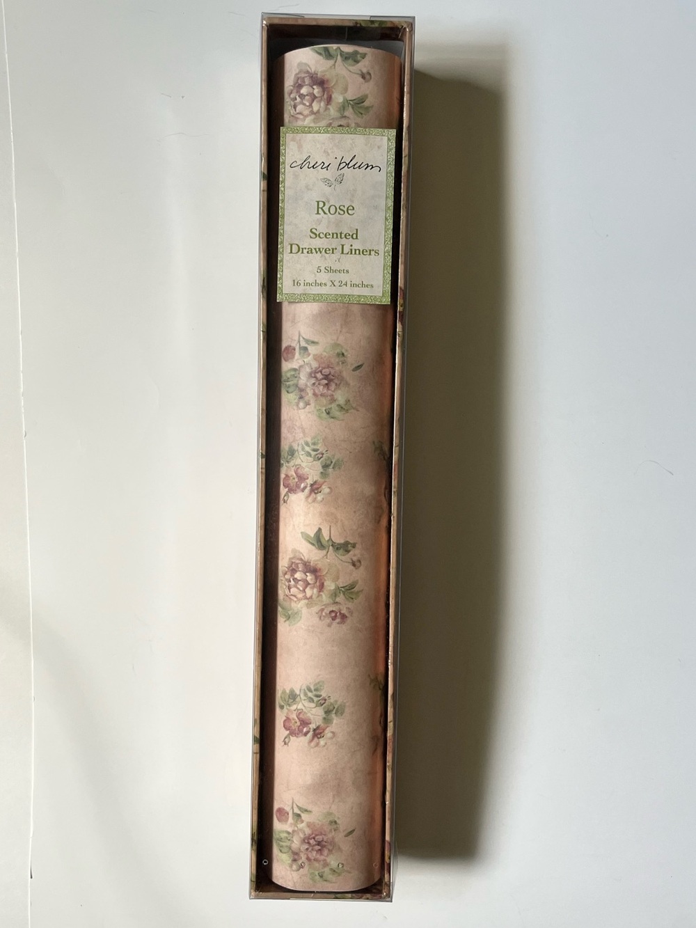 NIB Cheri Blum Rose Scented Drawer Liners 5 sheets 16”x24” floral print